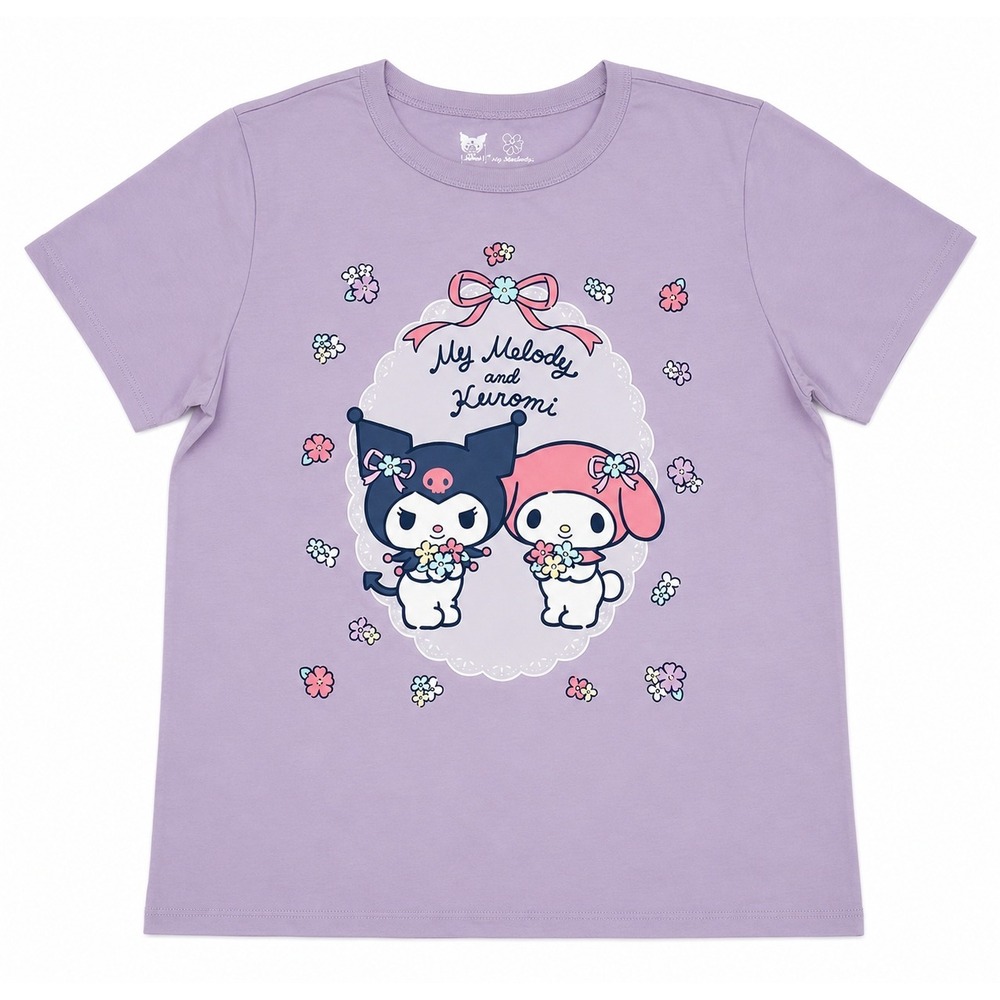 Sanrio My Melody and Kuromi Purple Graphic T-Shirt Kawaii Floral Pastel 3X